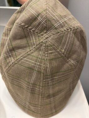 Plaid Newsboy Cap in Tan and Green